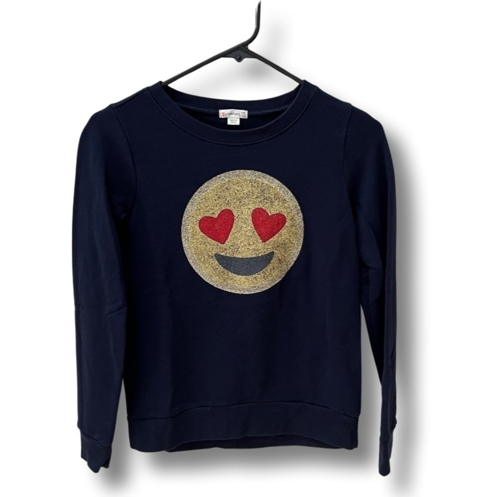 Crewcuts sparkly smiley face navy sweater size 12